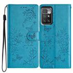 For Redmi 10 Butterflies and Flowers Leather Phone Case(Blue)