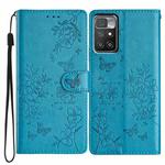 For Redmi 10 2022 Butterflies and Flowers Leather Phone Case(Blue)