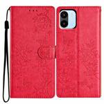 For Redmi A1 Butterflies and Flowers Leather Phone Case(Red)