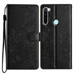 For Redmi Note 8T Butterflies and Flowers Leather Phone Case(Black)