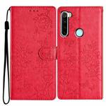 For Redmi Note 8T Butterflies and Flowers Leather Phone Case(Red)