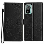 For Redmi Note 10 4G Butterflies and Flowers Leather Phone Case(Black)