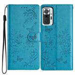 For Redmi Note 10 Pro Butterflies and Flowers Leather Phone Case(Blue)