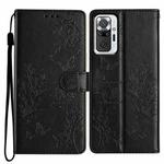 For Redmi Note 10 Pro Max Butterflies and Flowers Leather Phone Case(Black)