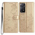 For Redmi Note 11 Pro 5G Global Butterflies and Flowers Leather Phone Case(Gold)