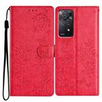 For Redmi Note 11 Pro 5G Global Butterflies and Flowers Leather Phone Case(Red)