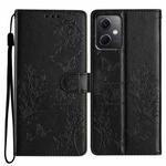 For Redmi Note 12 5G Global Butterflies and Flowers Leather Phone Case(Black)