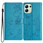 For Redmi Note 13 4G Butterflies and Flowers Leather Phone Case(Blue)