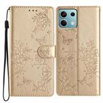 For Redmi Note 13 5G Butterflies and Flowers Leather Phone Case(Gold)