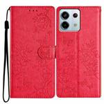 For Redmi Note 13 Pro 5G Butterflies and Flowers Leather Phone Case(Red)