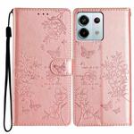 For Redmi Note 13 Pro 5G Butterflies and Flowers Leather Phone Case(Rose Gold)