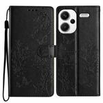 For Redmi Note 13 Pro+ Butterflies and Flowers Leather Phone Case(Black)