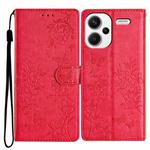 For Redmi Note 13 Pro+ Butterflies and Flowers Leather Phone Case(Red)