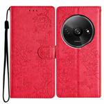 For Redmi A3 Butterflies and Flowers Leather Phone Case(Red)