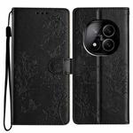 For Redmi Note 14 Pro+ 5G Butterflies and Flowers Leather Phone Case(Black)