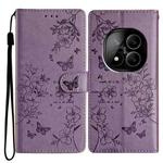 For Redmi Note 14 Pro+ 5G Butterflies and Flowers Leather Phone Case(Purple)