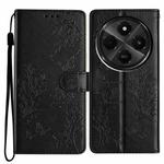 For Redmi A4 5G Butterflies and Flowers Leather Phone Case(Black)