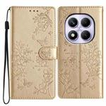 For Redmi Note 14 Pro 4G Butterflies and Flowers Leather Phone Case(Gold)