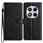 For Redmi Note 14 Pro 4G Butterflies and Flowers Leather Phone Case(Black)