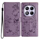 For Redmi Note 14 Pro 4G Butterflies and Flowers Leather Phone Case(Purple)