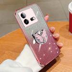 For vivo iQOO Neo8 Plated Gradient Glitter Butterfly Holder TPU Phone Case(Pink)