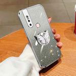 For vivo S1 Plated Gradient Glitter Butterfly Holder TPU Phone Case(Silver)