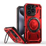 For iPhone 16 Pro Armor II Series MagSafe Magnetic Holder Phone Case(Red)