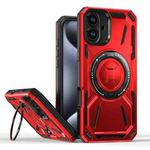 For iPhone 16 Plus Armor II Series MagSafe Magnetic Holder Phone Case(Red)