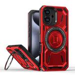 For iPhone 16 Armor II Series MagSafe Magnetic Holder Phone Case(Red)