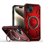 For iPhone 15 Plus Armor II Series MagSafe Magnetic Holder Phone Case(Red)