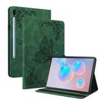 For Samsung Galaxy Tab S6 SM-T860/T865 Butterfly Flower Embossed Leather Tablet Case, without Pen(Green)