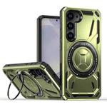 For Samsung Galaxy S22 5G Armor II Series MagSafe Magnetic Holder Phone Case(Army Green)