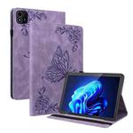 For itel Pad One 10.1 Butterfly Flower Embossed Leather Tablet Case(Purple)