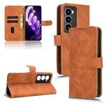 For itel City 100 Skin Feel Magnetic Flip Leather Phone Case(Brown)