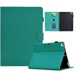 For iPad Air 10.5 2019 Solid Color Fiber Texture Smart Tablet Leather Case(Lake Green)