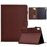 For iPad mini 6 Solid Color Fiber Texture Smart Tablet Leather Case(Brown)