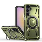 For Samsung Galaxy A14 4G / 5G Armor II Series MagSafe Magnetic Holder Phone Case(Army Green)