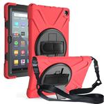 For Amazon Kindle Fire HD8 (2020) Shockproof Colorful Silicone + PC Protective Case with Holder & Shoulder Strap & Hand Strap(Red)