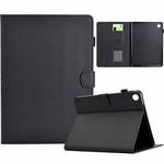 For Samsung Galaxy Tab A9 Solid Color Fiber Texture Smart Tablet Leather Case(Black)