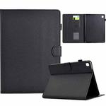 For Samsung Galaxy Tab S6 Lite Solid Color Fiber Texture Smart Tablet Leather Case(Black)