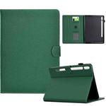 For Samsung Galaxy Tab S9 / S9 FE Solid Color Fiber Texture Smart Tablet Leather Case(Green)