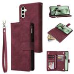 For Samsung Galaxy S24 FE 5G Multifunctional Multi-Card Wallet Phone Leather Case(Wine Red)