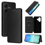 For Redmi 13 4G Carbon Fiber Texture Flip Leather Phone Case(Black)