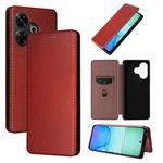 For Redmi 13 4G Carbon Fiber Texture Flip Leather Phone Case(Brown)