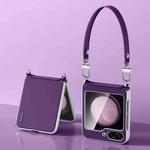 For Samsung Galaxy Z Flip5 SULADA Skin Feel Liquid Leather Phone Case with Strap(Purple)