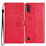 For Samsung Galaxy A10 / M10 Butterflies and Flowers Leather Phone Case(Red)