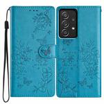 For Samsung Galaxy A23 5G Butterflies and Flowers Leather Phone Case(Blue)