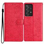 For Samsung Galaxy A73 5G Butterflies and Flowers Leather Phone Case(Red)