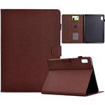 For Lenovo Tab M9 TB-310FU Solid Color Fiber Texture Smart Tablet Leather Case(Brown)