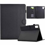 For Lenovo Tab M11 / Xiaoxin Pad 2024 Solid Color Fiber Texture Smart Tablet Leather Case(Black)